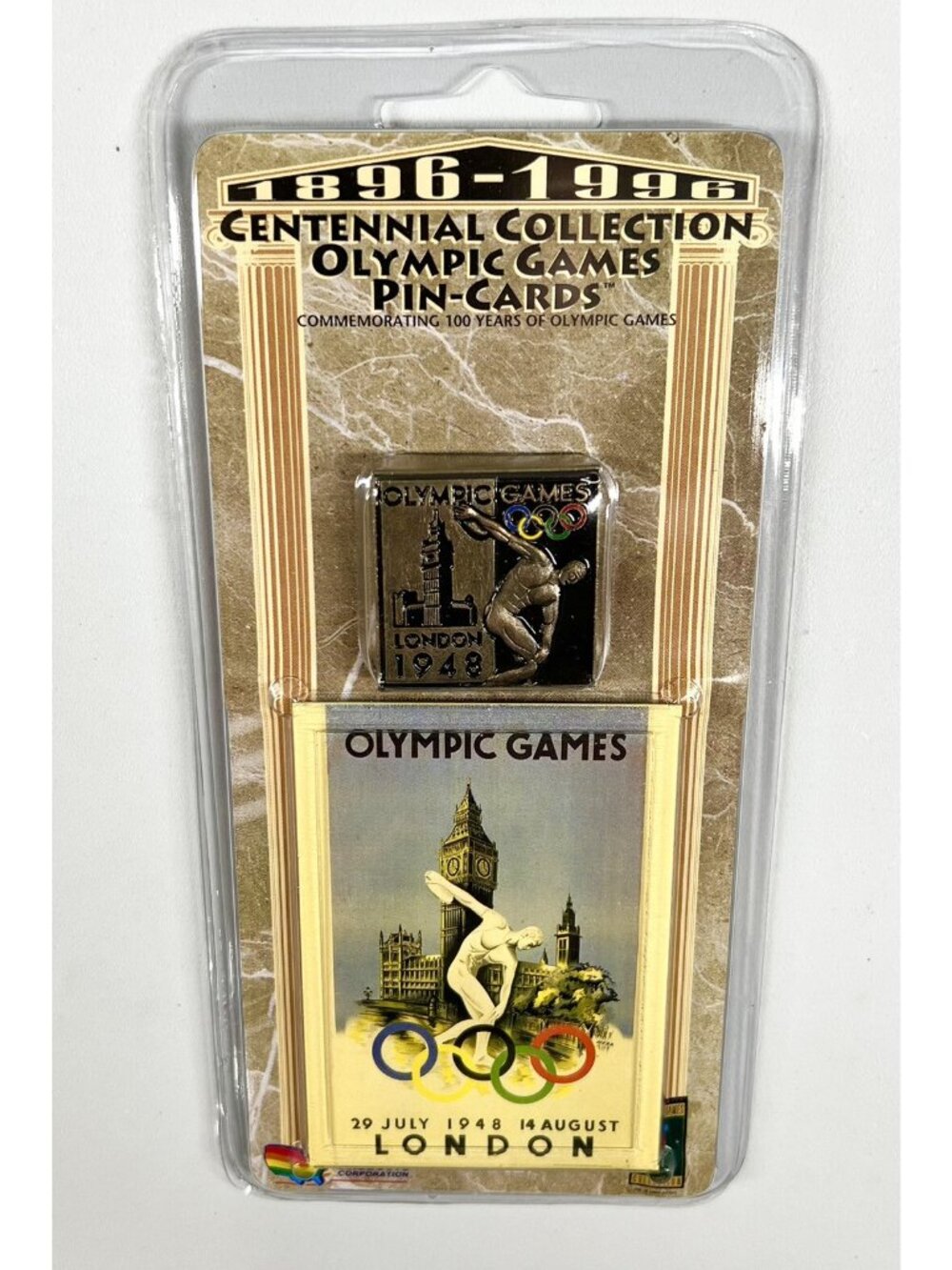 Vintage 1996 Centennial Collection Olympic Games Pin on Card Sealed London 1948